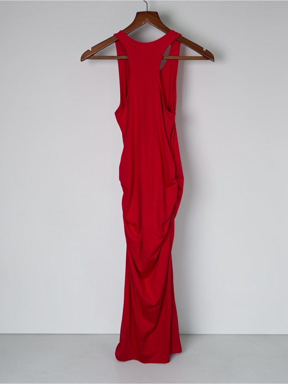NWT Michael Stars Racerback Midi Dress Size M Ruched Red - Picture 6 of 13
